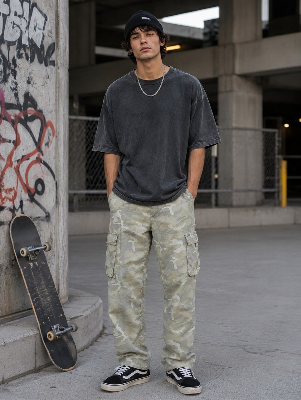 Most Wanted Men’s 34 Camo Cargo Pants Y2K Baggy Skater Streetwear